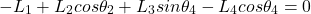 \begin{equation*}  -L_1 + L_2cos \theta_2 + L_3sin\theta_4 - L_4cos \theta_4 = 0 \end{equation*}