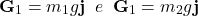 \begin{equation*}  {\bf G}_1 = m_1 g {\bf j} \;\; e \;\; {\bf G}_1 = m_2 g {\bf j} \end{equation*}