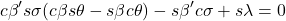 \begin{equation*} c\beta' s\sigma(c\beta s\theta - s\beta c\theta) - s\beta' c\sigma + s\lambda = 0 \end{equation*}