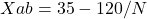 Xab = 35 - 120/N