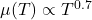 \mu (T) \propto T^{0.7}